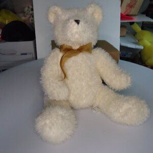 Namco Teddy color Cream 12" Gold Ribbon Bow